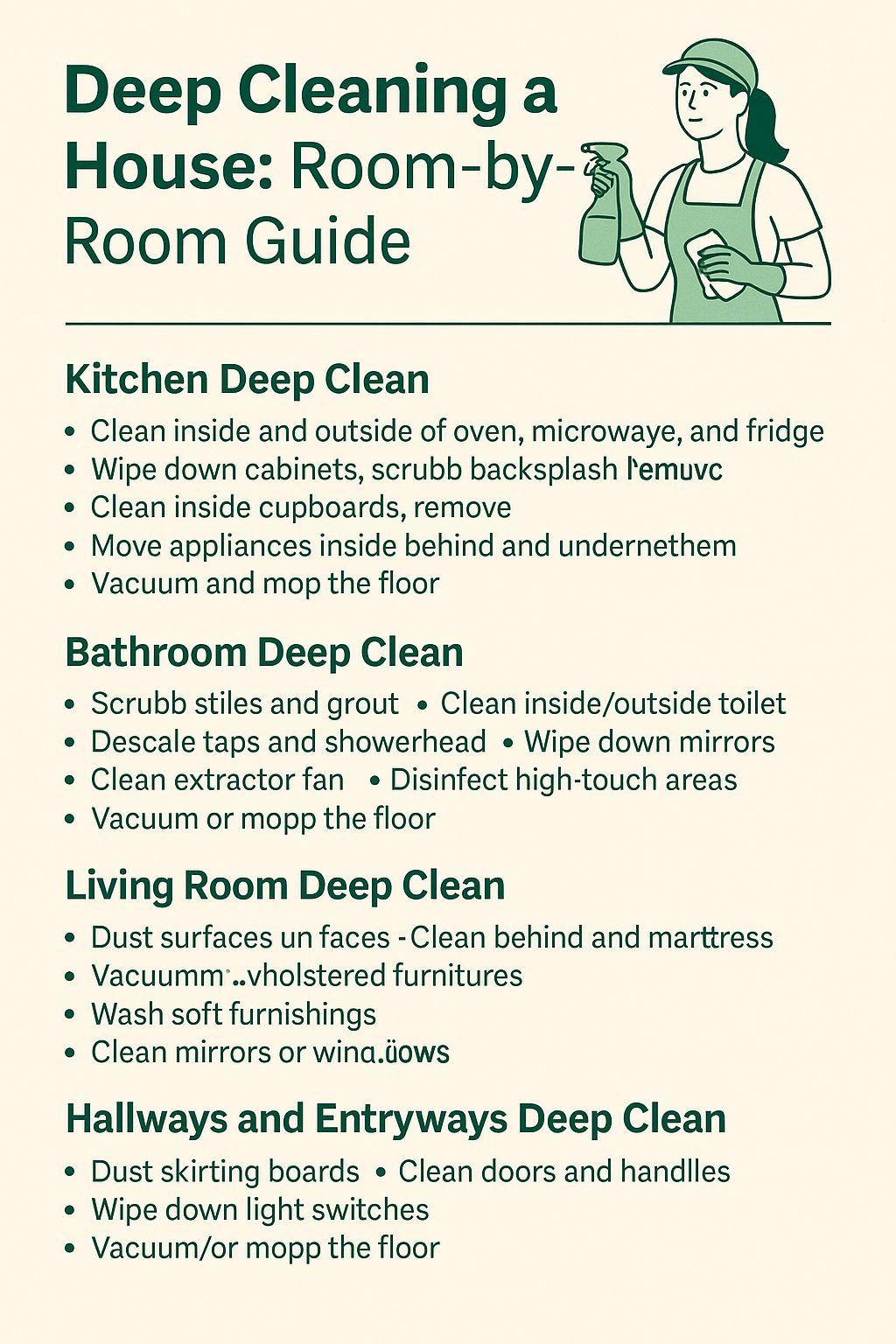 How to Deep Clean a House checklist